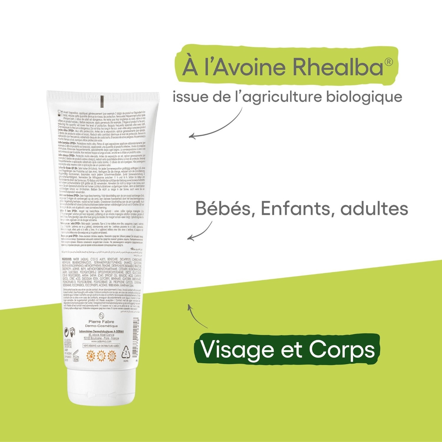 A-DERMA Lait solaire enfant SPF50+