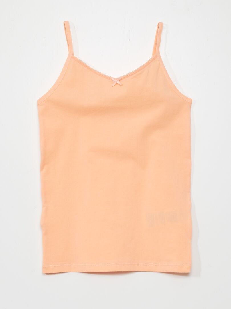 Set van 2 elastische katoenen tanktops - PAARS