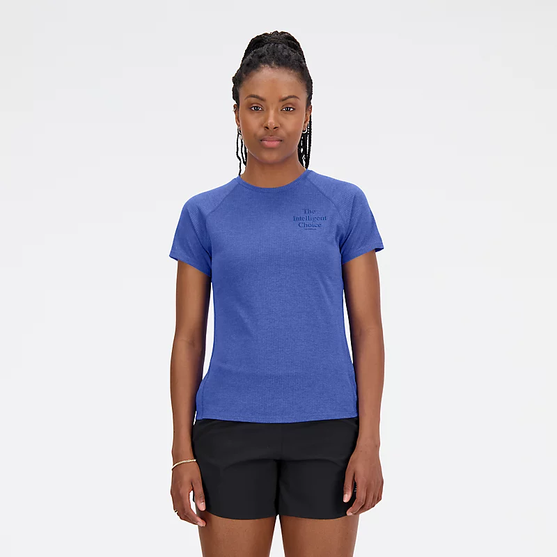 Koszulka damska z krótkim rękawem z nadrukiem Impact Run - MARINE BLUE HEATHER