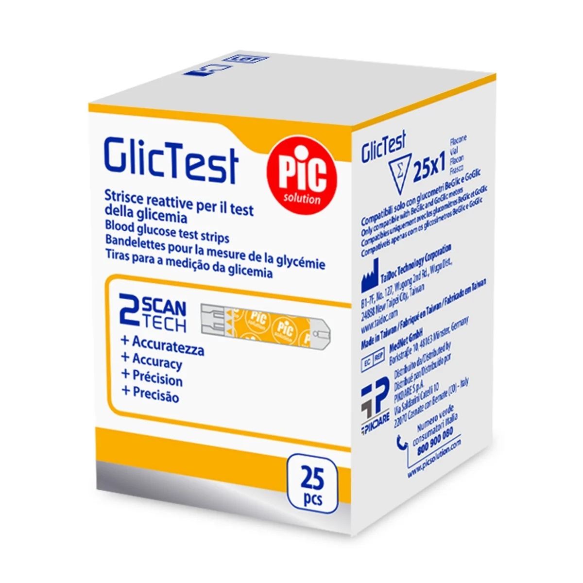 PIC Pic Glictest strips (25 stuks) voor het testen van de bloedglucosewaarden.