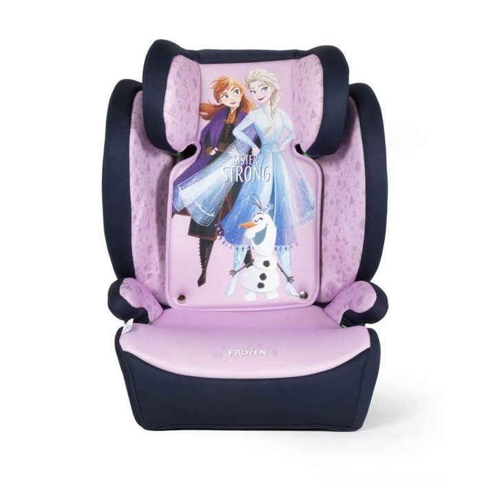 Tataway Disney Frozen autostoel met ISOFIX-bevestiging voor de veiligheid van meisjes van 100 tot 150 cm lang, met afbeeldingen van Elsa, Anna en Olaf.