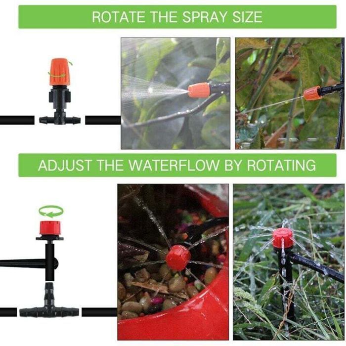 Kit de riego por goteo - MICH® - Ahorro de agua de hasta un 70% - 30 m de tubería - 50 boquillas y goteros ajustables