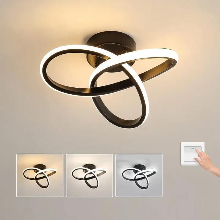 DELIPOP moderni 20 W LED-kattovalaisin, 3 säädettävää värilämpötilaa - apilanmuotoinen muotoilu - musta