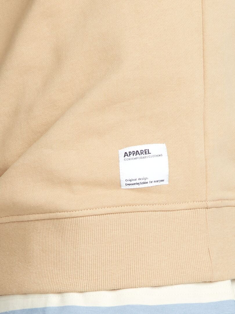 Sudadera de cuello redondo con detalle - BEIGE
