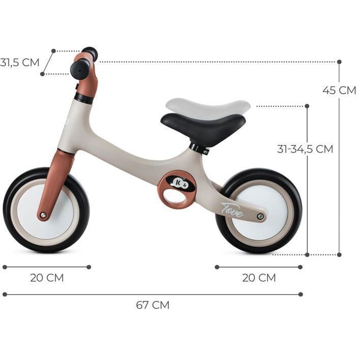 Draisienne Bébé Kinderkraft TOVE, Légère, Roues Mousse EVA Increvables, Selle Réglable, Poignées Antidérapantes, Jusqu’à 25kg,