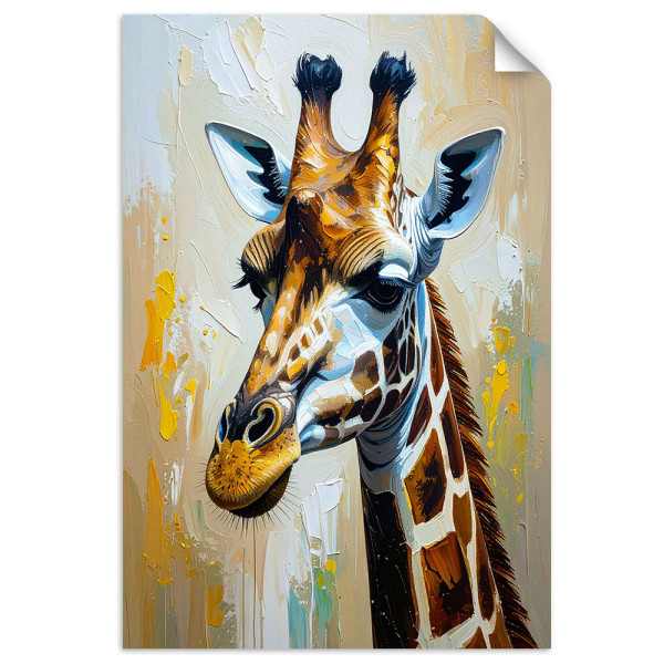Plakat samoprzylepny do salonu Feeby Żyrafa imitacja farby olejnej 20x30