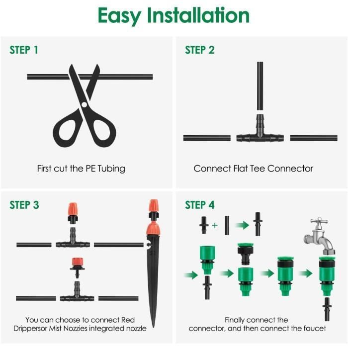 Kit di irrigazione a goccia automatico da 40 m, kit di microirrigazione per giardino, prato e piante