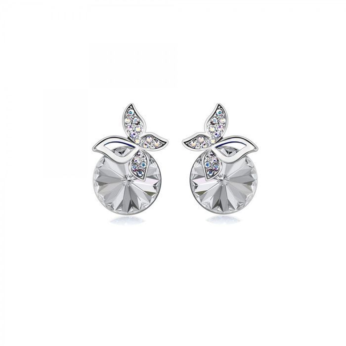 SC Crystal butterfly earrings adorned with sparkling crystals in rhodium-plated metal