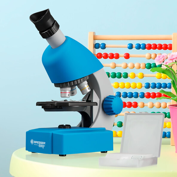 Junior microscoop 40x-640x, blauw