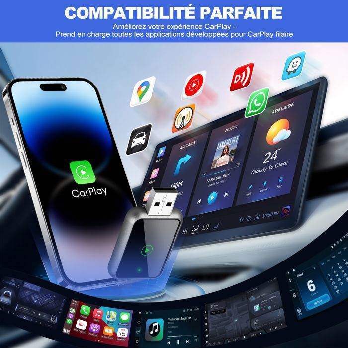 Carplay Adapter - INKINT - Wireless - Bluetooth 5.3 - USB Type-C - Plug and Play