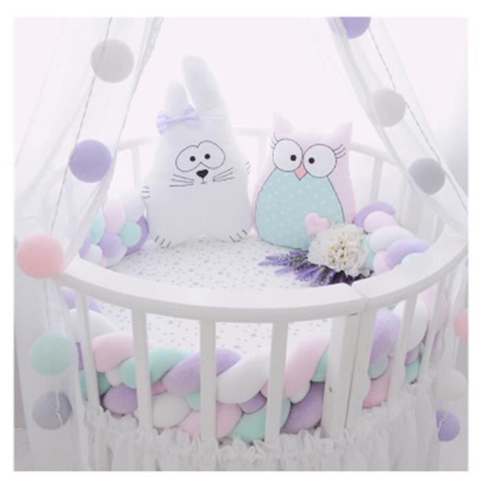 Tour de Lit Coussin Serpent 3M - Blanc - Pare-chocs Tressé - Protection Bébé