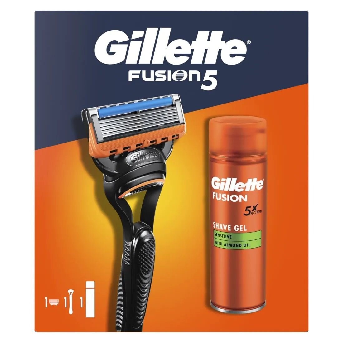 Gillette Fusion Zestaw Dla Mężczyzn maszynka + żel