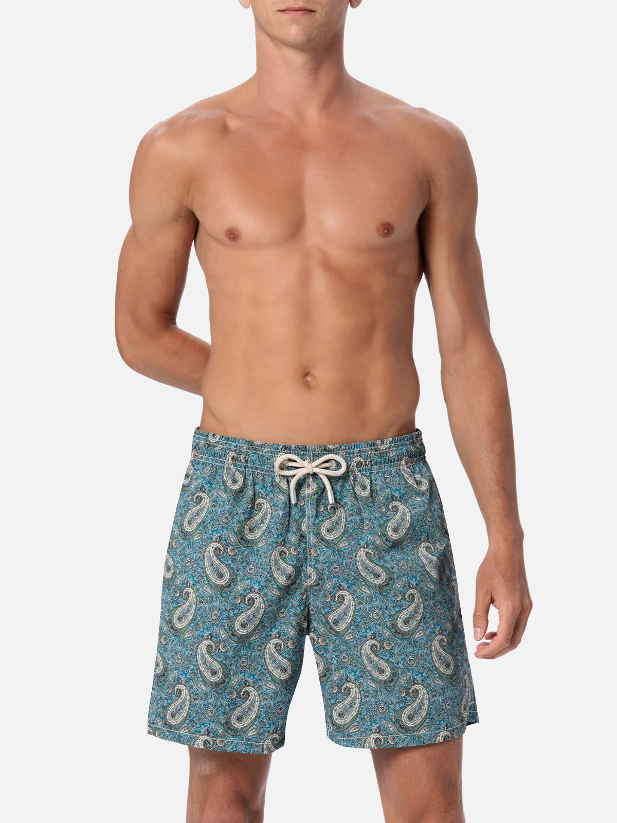 Gustavia herenbadpak met paisleyprint, middellange pijpen