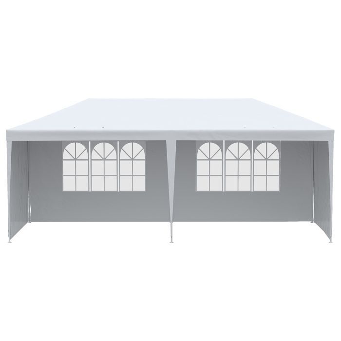 Gazebo de jardim, tenda para festas com janelas e painéis laterais removíveis, ideal para festas e casamentos, 6 x 3 m, branco