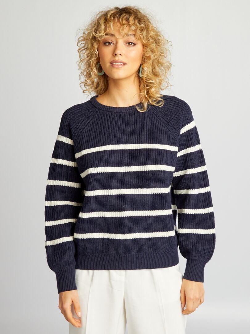 Jersey de punto de cuello redondo - AZUL