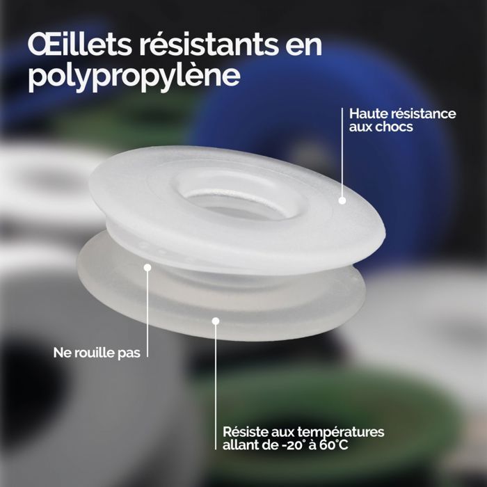 Paquete de 10 ojales con clip para plástico de burbujas u otros tipos de lonas - Transparentes - Linxor