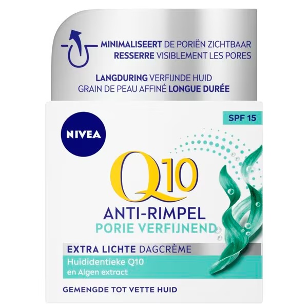 NIVEA Q10 Power pretgrumbu poru attīrošais īpaši vieglais dienas krēms<br>50ml - kombinētai un taukainai ādai