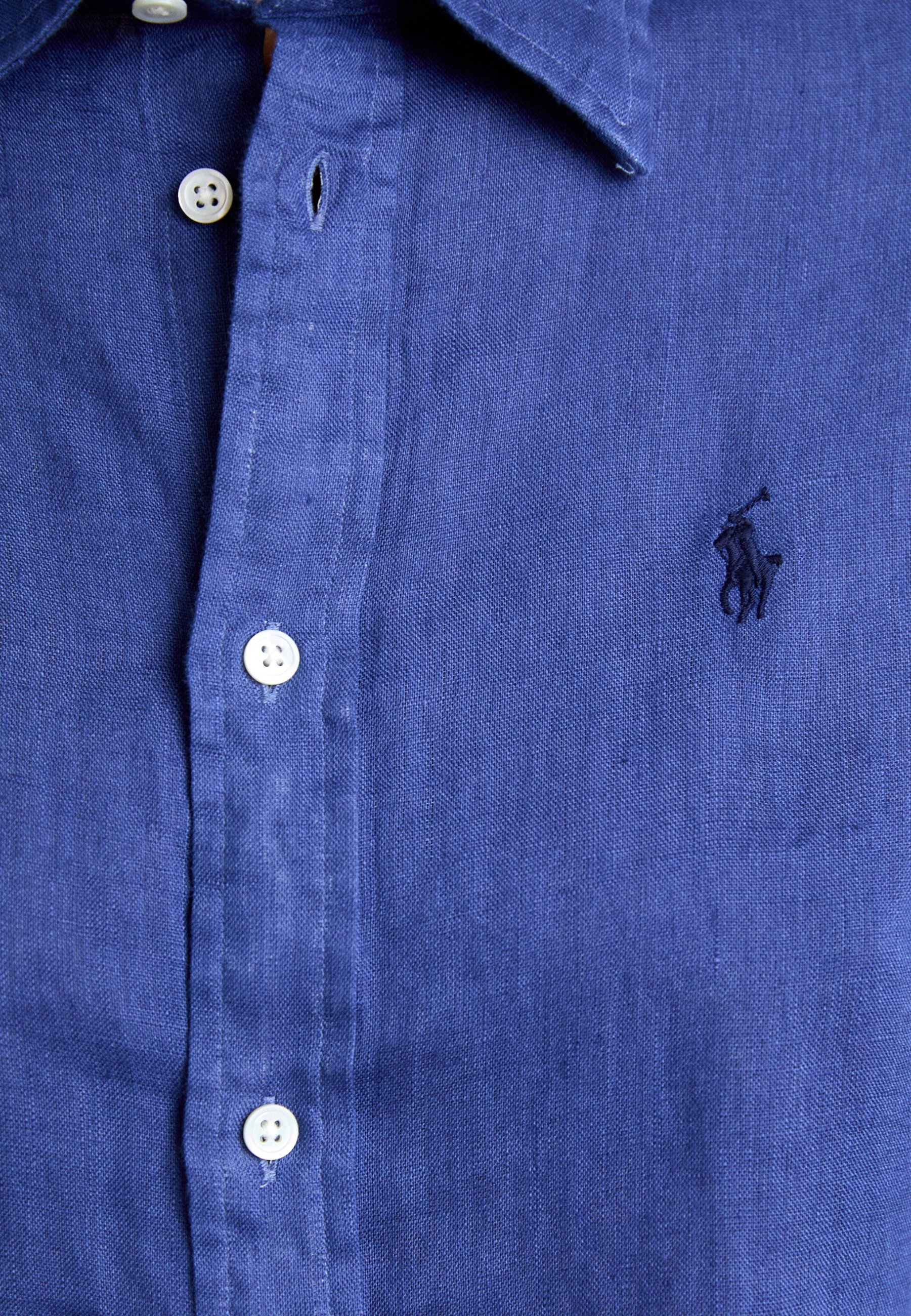 Camicia in lino Polo Ralph Lauren CLASSIC FIT - con bottoni - blu gemma