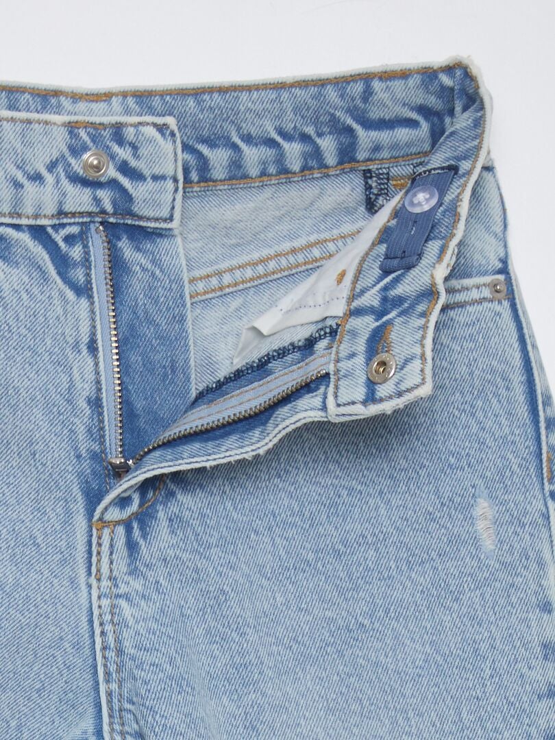 Calça jeans reta de cintura alta - AZUL