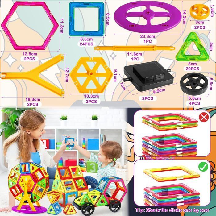 Magnetic Constructions - ZIG-ZAG TERRITORIES - Parent - 50 Pieces - Multicolored - ABS Plastic