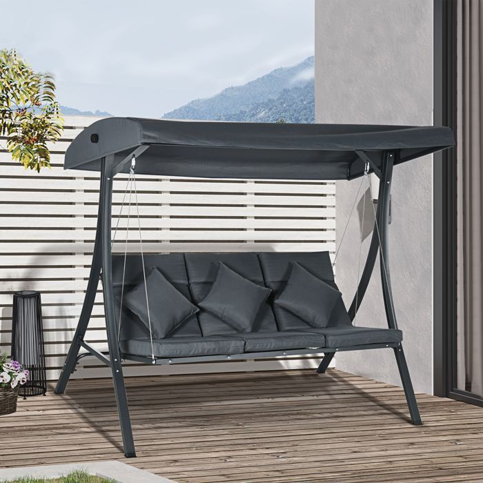 Balancelle de jardin Outsunny Acier 202x115x168cm Gris foncé