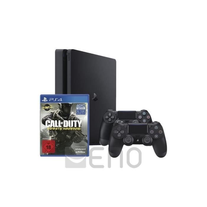 Pack de consola Sony Playstation 4 PS4 Slim de 1 TB - 2 mandos - CD de Infinity Warfare - Negro