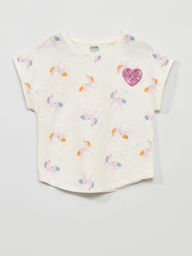 Camiseta sin mangas con lentejuelas en forma de corazón - BLANCA