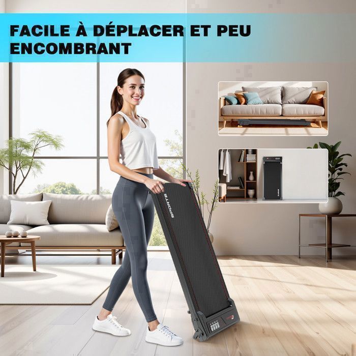 Tapis roulant RAOO MIN - Motore da 2,5 CV - Velocità 1-6 km/h - Inclinazione 8% - Con telecomando - Compatto e silenzioso