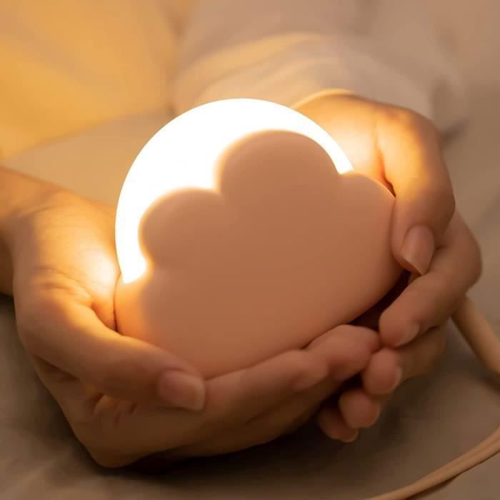 Luz nocturna para bebés, luz nocturna infantil recargable con brillo ajustable, 4 niveles de brillo y cable de silicona, lámpara LED de mesita de noche.