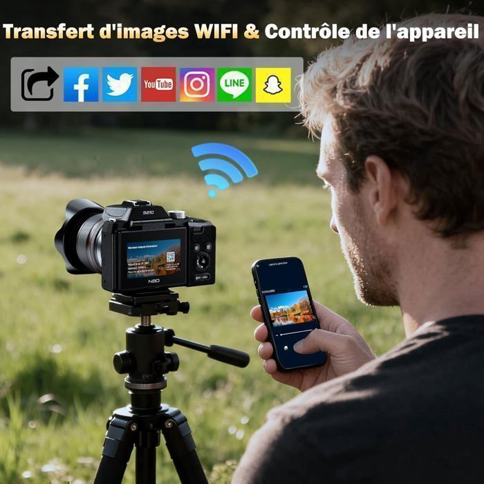 Câmera digital - NBD - 8K - 64MP - Zoom óptico de 16x - Tela de 2,8 polegadas com ângulo de 180°