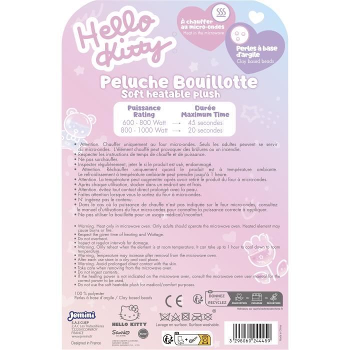 Wärmflaschen-Plüschtier – HELLO KITTY – JEMINI – Weich – 21 cm