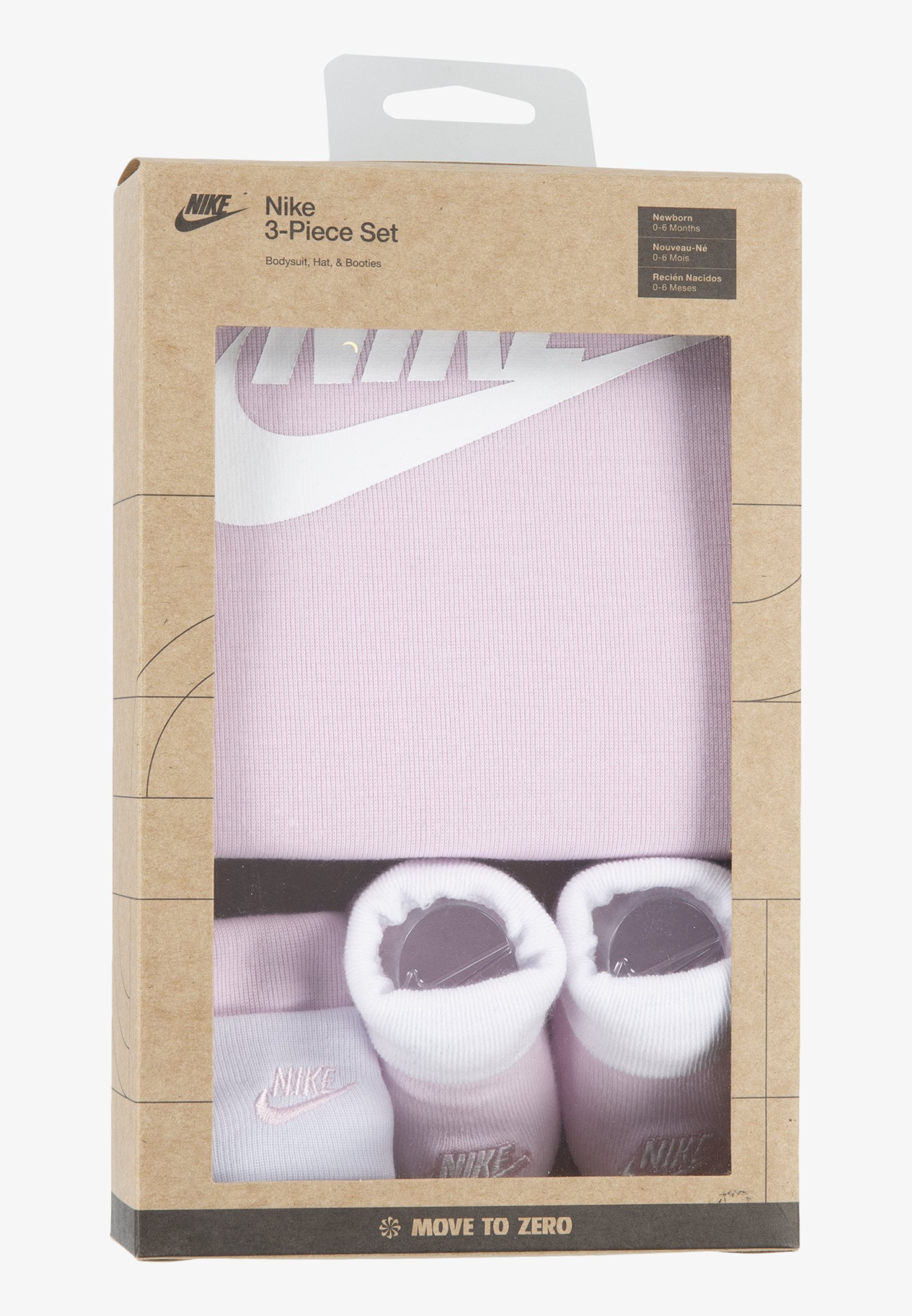 Ensemble 3 pièces Nike Sportswear pour bébé : chaussons et bonnet - Cadeau de naissance - mousse rose