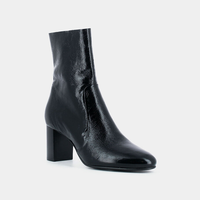 Bottines à talons  en cuir vieilli noir