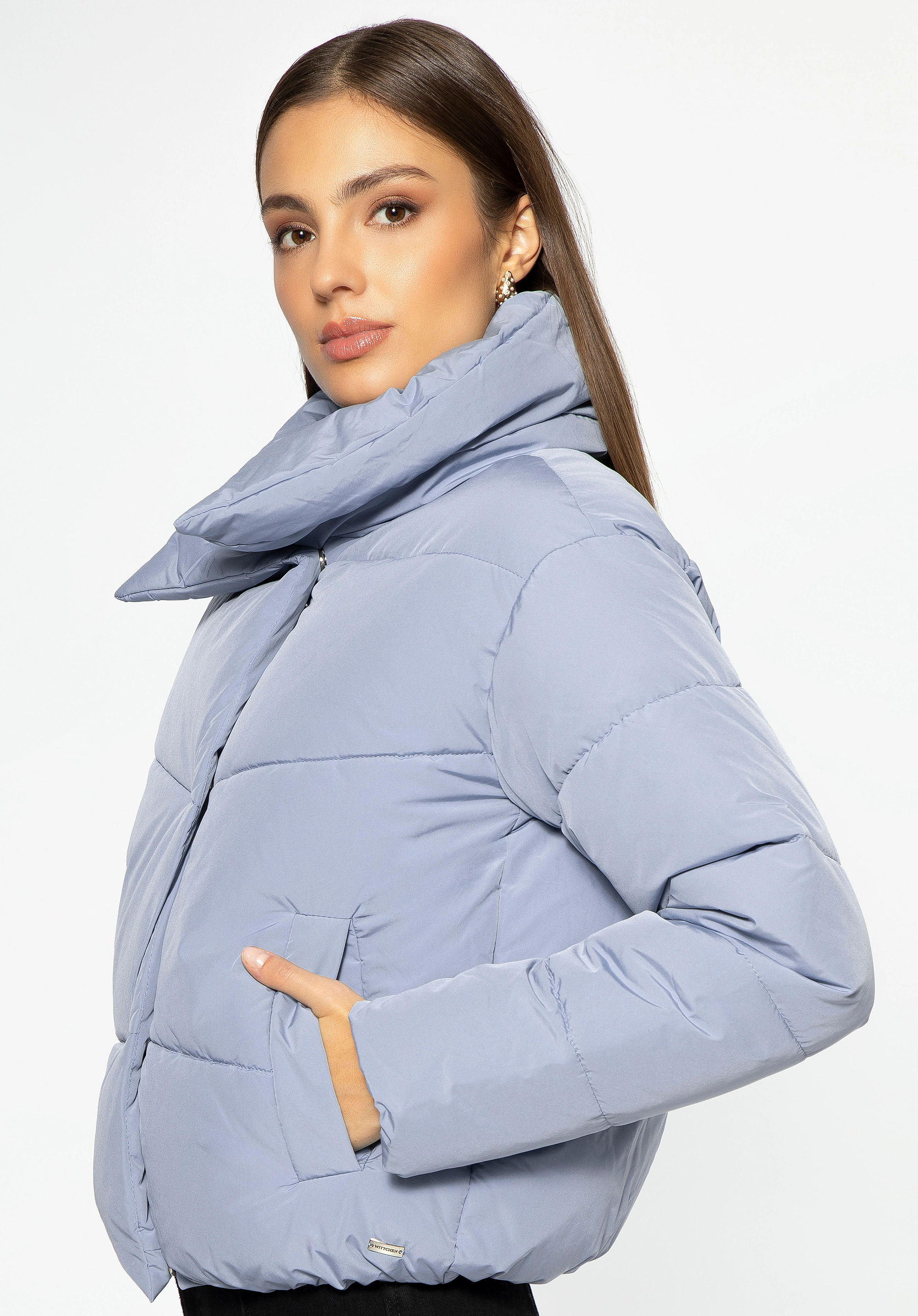 Damska kurtka oversize pikowana niebieska