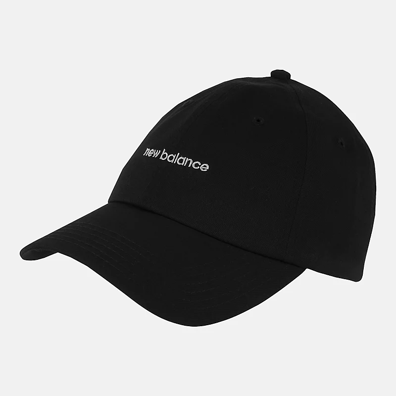 Boné infantil de 6 painéis com logo linear - PRETO