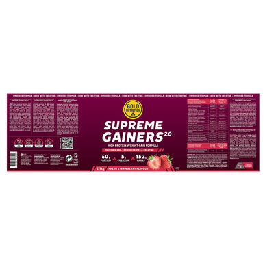 GOLDNUTRITION Supreme Gainers 2.0 Mansikanmakuinen runsaskalorinen koostumus kreatiinilla 2,9 kg 2,9 kg