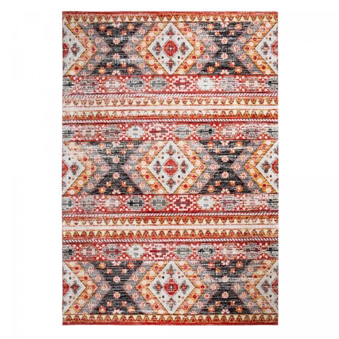 Berberteppich 120x170 cm, gewebtes Sahara-Muster, CLARK 5, rot und gelb