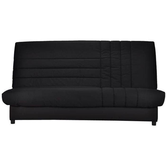 COMFORT BULTEX 3-seater click-clack sofa bed - Black fabric - Made in France - W 192 x D 95 cm - BEIJA