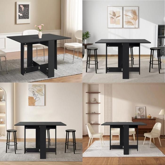 Folding Kitchen Table - MENGDA - Folding Dining Table - Extendable - Rectangular - Seats up to 6 people - Black - 103*76*73.4cm