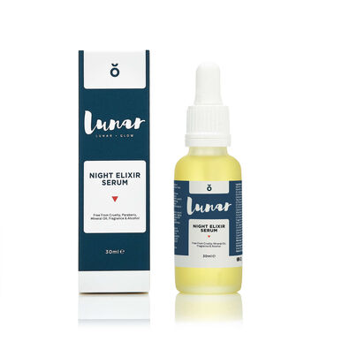 Sérum de noche Lunar Glow Night Elixir con aceite mineral, sérum reparador antiedad de noche, 30 ml