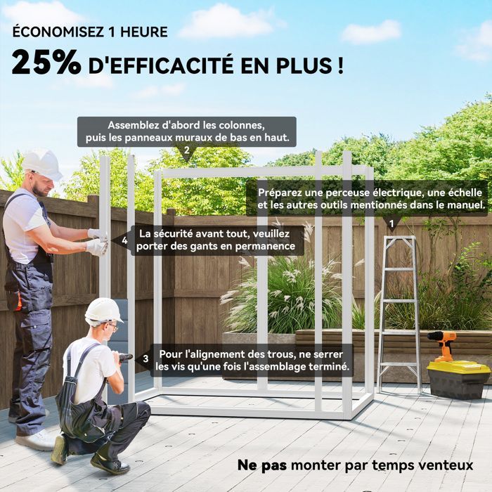Caseta de jardín Outsunny - 2,12 m² Caseta de resina PP con 2 puertas y ventanas de ventilación - PP - gris