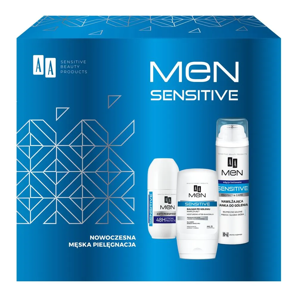 AA Men Sensitive Zestaw: żel po goleniu + pianka do golenia + antyperspirant