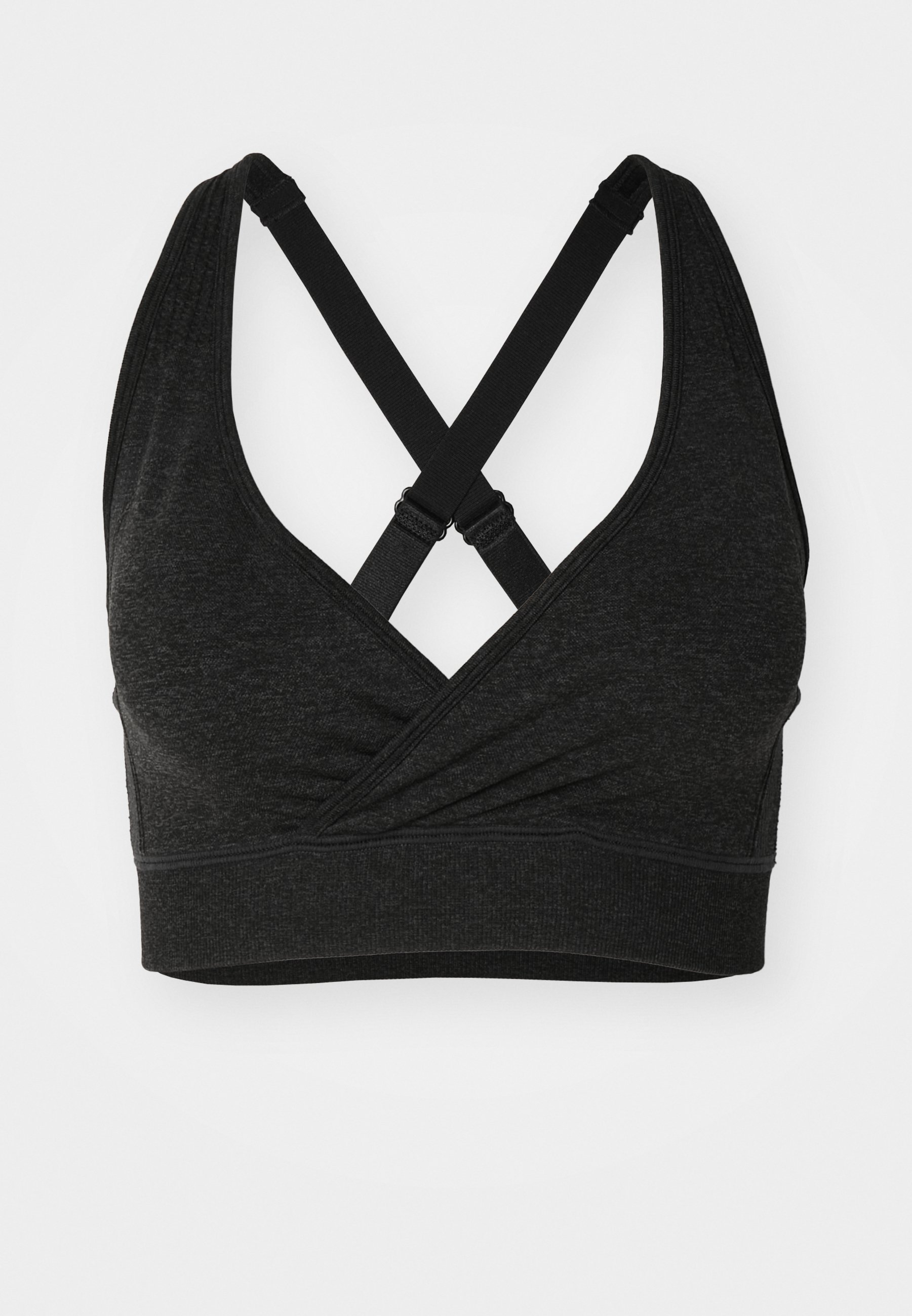 ICANIWILL MIĘKKI BIUSTONOSZ BEZSZWOWY REGULOWANY - Biustonosz sportowy o średnim wsparciu - grafitowy melanż