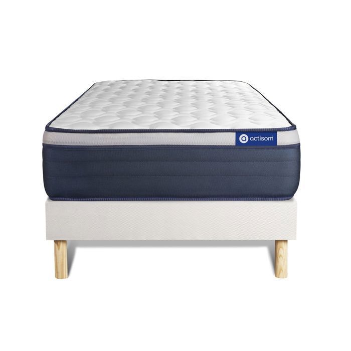 Conjunto de colchón y base de cama de 90x200 cm - Base de cama blanca (requiere montaje) - Actimemo Max