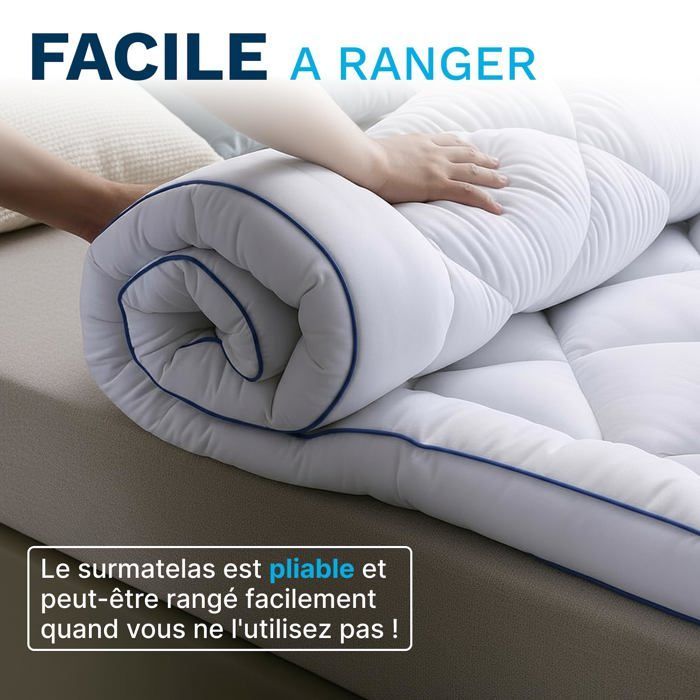 CATAVANA - Comfort Mattress Topper 140x190 cm - Breathable Microfiber, Hypoallergenic, Anti-dust mite - 1000g - Non-slip