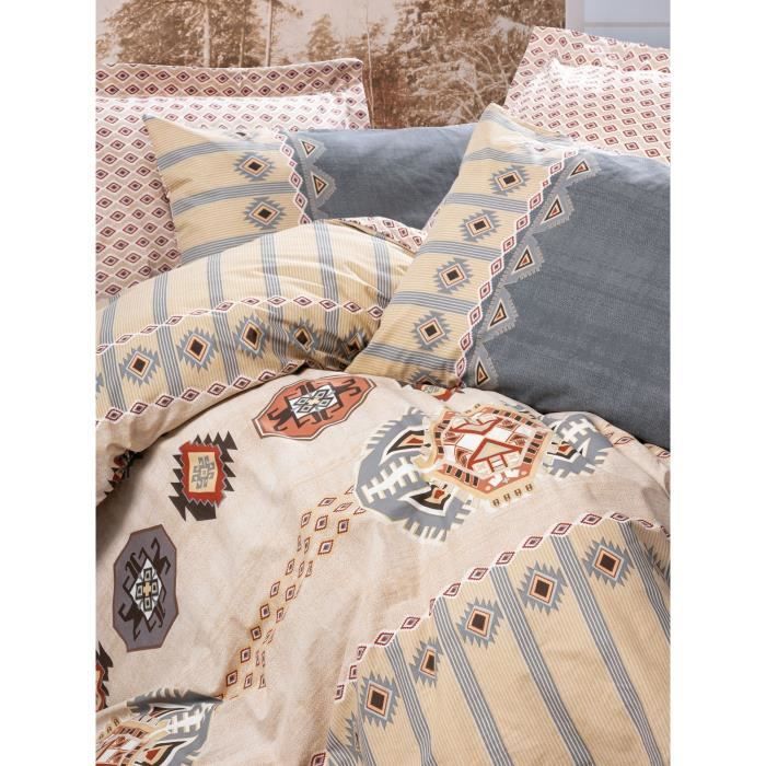 Juego de ropa de cama: 1 funda nórdica de 220 x 240 cm + 2 fundas de almohada de 60 x 60 cm - 100 % algodón reforzado - Beige