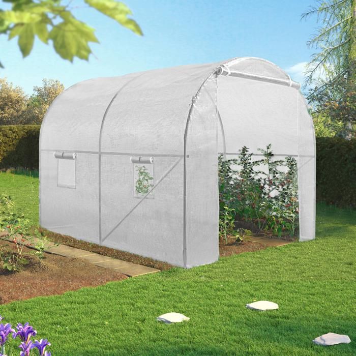 Invernadero tipo túnel IDMARKET ROMA 2x3M Blanco 6m² (Gama Market Garden)