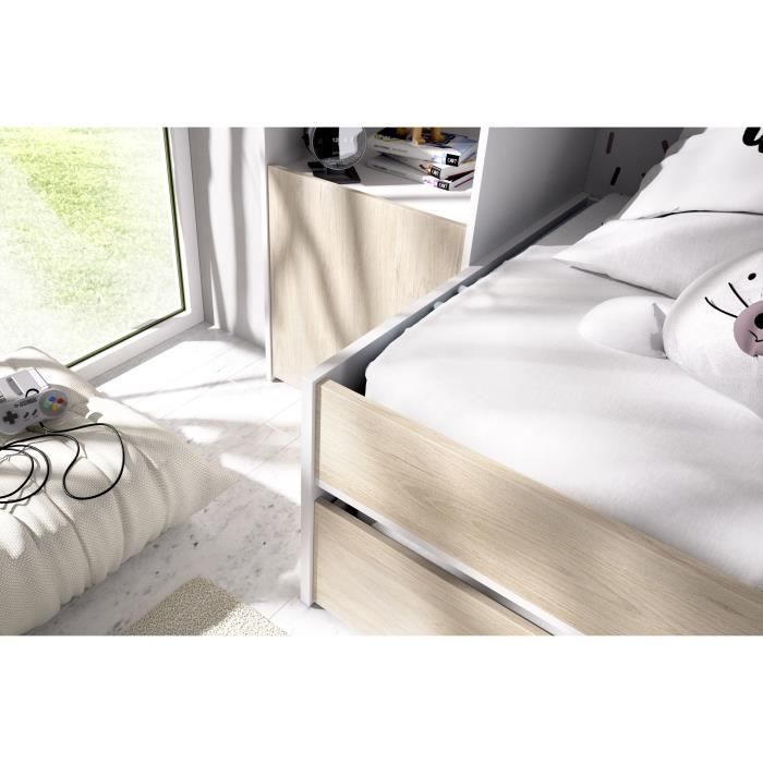 Cama nido infantil KWAI con múltiples compartimentos de almacenamiento - 90 x 190 cm