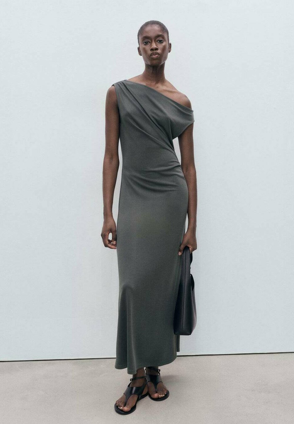 Abito lungo Mango ASYMMETRICAL - antracite