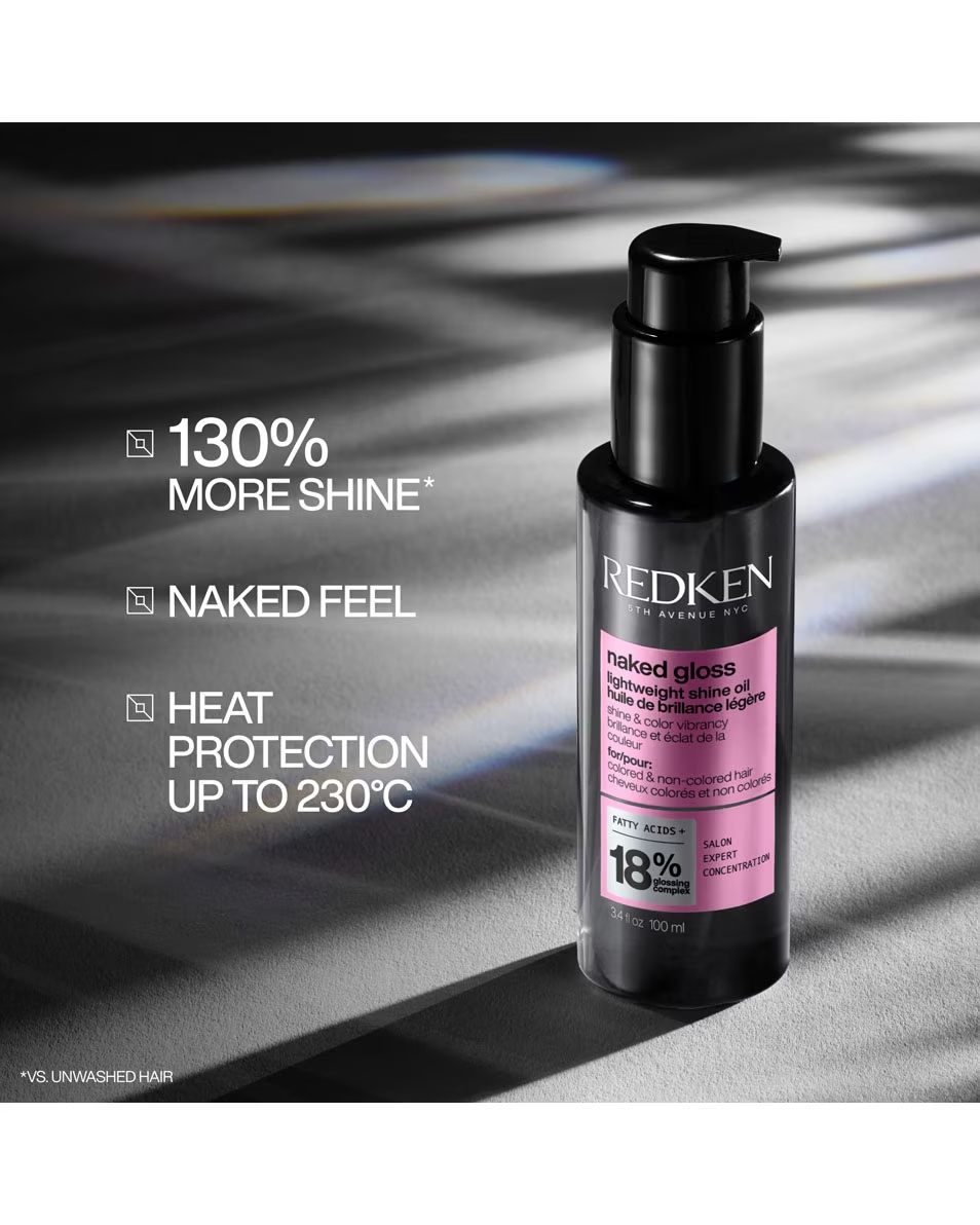 REDKEN Rūgštinis spalvotų plaukų aliejus „Naked Gloss“ – dažytiems ir nedažytiems plaukams